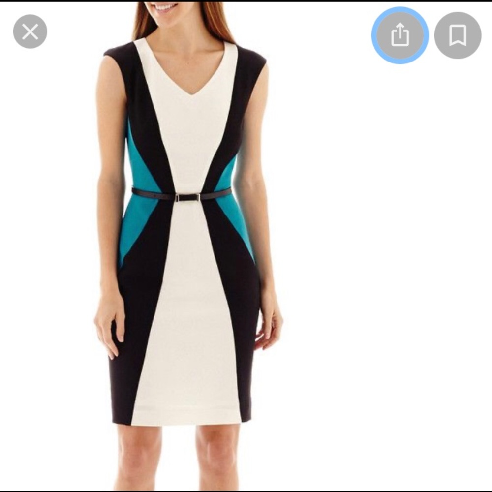 034. NWOT Belted Colorblock Sheath Dress